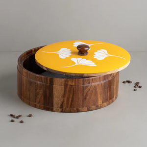 Handicrafts Wooden Chapati Box Floral Metal Design for Kitchen Hot Pot Roti Box Casserole for Server Tableware Serving - Product Image 5