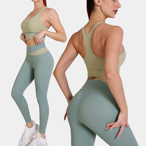 Fitness 2 Pcs Yoga Sets Plain Gym Outfit Comfortable Active Wear Yoga Jackets Workout <b>Leggings</b> Pants Yoga Sets for Women - Product Image 1