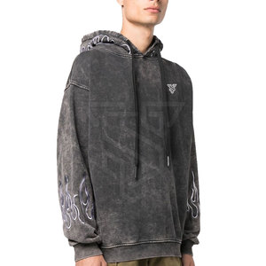 Vente en gros Service OEM Meilleur design Sweats à capuche délavés à l'acide pour hommes légers 100% coton Couleur unie Saison d'hiver Col à capuche uni - Product Image 6