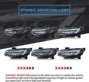 ไฟหน้า vland ไฟหน้า LED แบบต่อเนื่องสำหรับ Honda <span class=keywords><strong>Civic</strong></span> 2016-<span class=keywords><strong>2021</strong></span> FC FK ซีดานแฮทช์แบคคูเป้อะไหล่รถ - Product Image 3