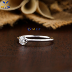 Bague en diamant taillé rond 0.56 TDW Bague solitaire en or blanc 18 carats Cvd/Hpht Diamond Lab Stone - Product Image 2