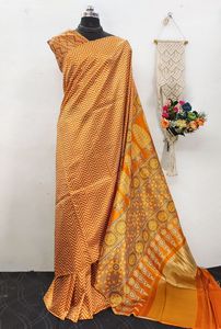 Exclusif Gaji Modal Avec Ajarkh Imprimer Saree Femme Mode Usine En Gros Fabricant Et Fournisseur De Surat - Product Image 5