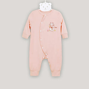 Combinaison bébé à manches longues avec boutons latéraux, tissu tricoté respirant 4 saisons, motif de dessin animé mignon, unisexe, 95% bambou + 5% élasthanne, ALB05 - Product Image 2