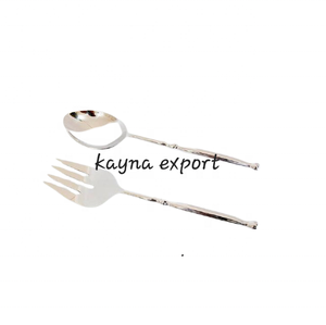 Juego al por mayor de 2 cucharas para servir, fabricación directa, acero inoxidable con mango de metal de latón, cubiertos para uso en bodas y restaurantes - Product Image 3