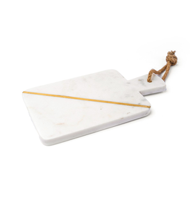 Planche à découper en marbre au design élégant Ligne en laiton Bracelet en cuir Blocs à découper longs pour une présentation parfaite - Product Image 5