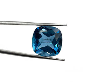 Perles coupées par coussin de topaze bleue de Londres de 11mm pour la fabrication de bijoux pierres précieuses en vrac à facettes de topaze bleue naturelle du fournisseur direct en vrac - Product Image 1