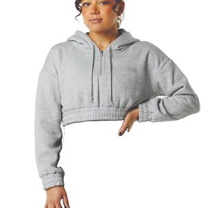 Sudaderas con capucha recortadas con logotipo personalizado al por mayor de alta calidad, Sudadera con capucha corta de algodón y poliéster para mujer, diseño OEM de talla grande más vendido - Product Image 1