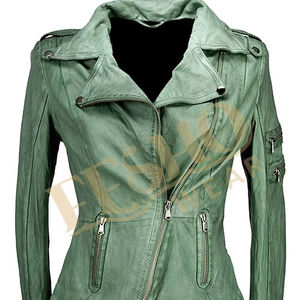 Veste de moto en cuir de vache véritable élégante pour femmes, matelassée, confortable, respirante, imperméable, séchage rapide, vêtements d'extérieur pour l'automne - Product Image 1