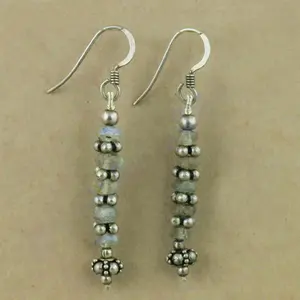 Boucles d'oreilles pendantes en argent 925 pour femmes, bijoux fantaisie en pierres précieuses - Product Image 1