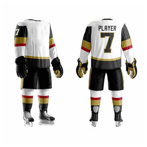 Service OEM de logo personnalisé, ensembles d'uniformes de hockey sur glace unisexes en polyester, impression numérique, séchage rapide, respirant, écologique, antibactérien - Product Image 4