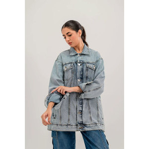 High Quality Custom Logo Long Sleeve Denim <b>Jacket</b> for Women Breathable Casual Winter Wear 100% Cotton Reversible - Product Image 1