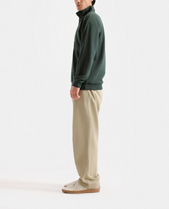 Sudadera Transpirable para Hombre, Verde Oscuro, Cuello con Botones a Presión, Cierre de 4 Botones, Cuello Alto, Corte Holgado, Estilo Minimalista - Product Image 2