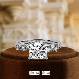 Bague de fiançailles en diamant de laboratoire Hidden Halo 1CT taille princesse, diamant certifié IGI, bague en or 14 carats, cadeau d'anniversaire pour elle - Product Image 3