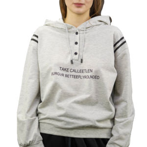Sudadera holgada de gran tamaño de alta calidad 2025 para mujer, Top corto de manga larga con cordón, sudadera con hombros descubiertos, chándal con estampado personalizado - Product Image 1