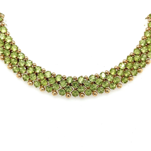 Gargantilla de oro macizo de 14K para mujer, collar de 45 quilates de piedras preciosas de peridoto verde, joyería de moda con cadena de eslabones chapada en oro - Product Image 4