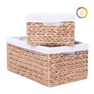 Panier en jacinthe d'eau tissé à la main pour le rangement et la décoration de la maison - Product Image 5