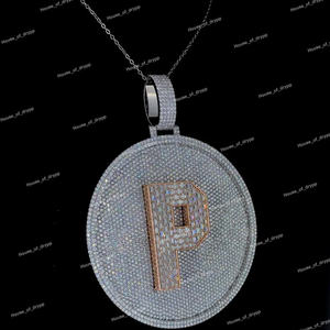 Colgante Redondo con Inicial P, Estilo Iced Out, con Diamantes Moissanite, de Lujo, Estilo Hip Hop, de Acero Inoxidable, para Unisex - Product Image 2