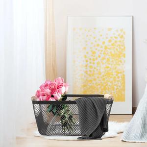3-Piece <b>Wire</b> <b>Basket</b> Set with Wooden Handle - Kitchen & Home Storage Organizer / Black - Product Image 3