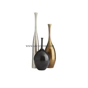 Antique Black Gold and Silver Polished Stainless Steel Flower <b>Vases</b> <b>Set</b> <b>of</b> <b>3</b> Different Sizes Home Decoration Flower <b>Vase</b> and Pot - Product Image 1