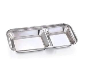 Plateau de restauration rapide en acier inoxydable 201, design luxueux, 2 compartiments, assiettes à repas divisées pour étudiants, adultes, pour le déjeuner, le camping - Product Image 6