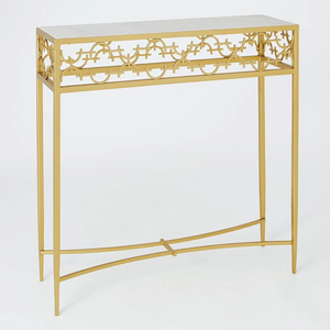 Vente en gros de table console rectangulaire unique moderne de luxe en acier inoxydable argenté et doré avec dessus en verre pour meubles de décoration intérieure - Product Image 5