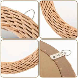 Miroir en rotin vietnamien écologique tissé à la main décor mural contemporain moderne élégant pour la maison salle de bain maquillage Accents faits à la main - Product Image 3