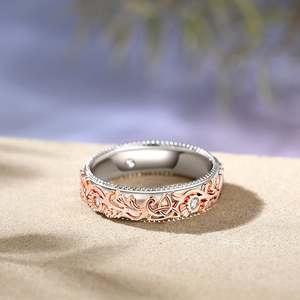 Jeulia Rhodium Plated Sterling Silver Women's Band with Thistle and <b>Celtic</b> Knot Carved Design - Product Image 2