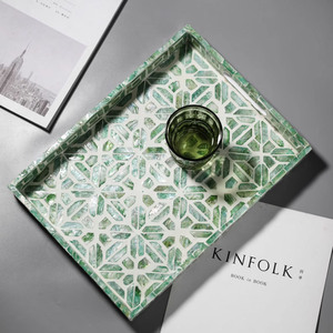 Prix le moins cher de luxe nacre plateau meilleure vente mosaïque os incrustation plateaux de l'usine - Product Image 4