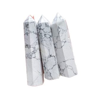 Torre de hollita con puntos, varita de Obelisco, Blanco pulido, Gema NATURAL de hollita y punto de ágata elegante, venta al por mayor - Product Image 1