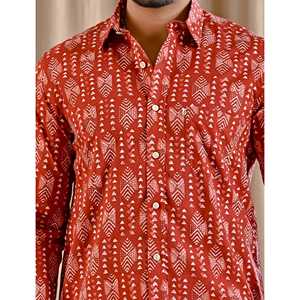 Chemise décontractée pour homme, coupe ajustée, rouge, en coton imprimé, style décontracté chic, tissu popeline 100%, respirant, tailles du XL au 6XL - Product Image 2