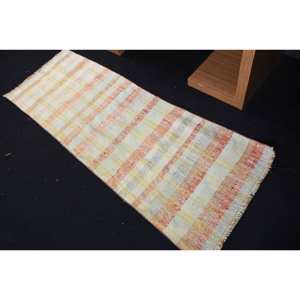 Modern 2.2x6.3ft Yellow <b>Brown</b> <b>Wool</b> Rug Turkish Patchwork Design for Entryway Hallway Living Room Bedside-Latex Backed - Product Image 4