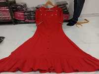 Robe t-shirt en coton western décontracté pour femmes OEM vente en gros broderie évasée bouton sur le devant coupe ample douce pour femme de bureau