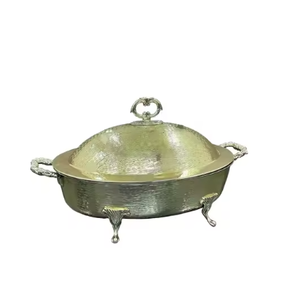 Modern Vintage Designer <b>Lid</b> Insulated Double Wall Casserole Serving Metal Hot <b>Pots</b> Top Trending Hot Food Server - Product Image 1