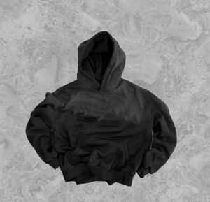 Sweat à capuche d'hiver personnalisé en coton 100% délavé au soleil, coupe droite, épaules tombantes, style streetwear, effet usé, design vierge pour homme - Product Image 6