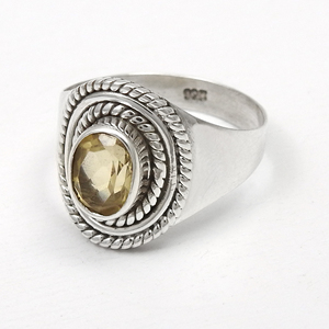 Joyería de piedra natal de diseño clásico hecha a mano de diseño único con piedras preciosas de citrino natural 925 anillos estampados de plata esterlina OEM ODM - Product Image 2