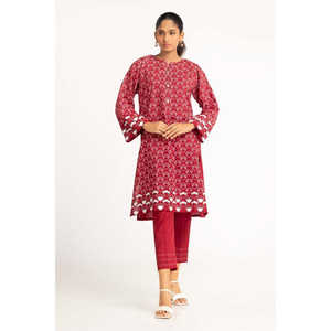 Conjunto de Pantalón y Top de Cambray Teñido en Color Granate Informal para Mujer, Talla XS, Tejido de Punto, Color Sólido, Moderno, para Oficina, Primavera/Verano - Product Image 1