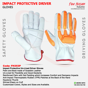 Guantes DE SEGURIDAD DE conductor sin forro de protección contra impactos OEM TPR superventas, guantes de piel de cabra de Pakistán - Product Image 6