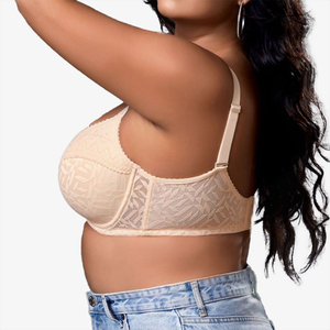 Pengsheng thoải mái cộng với kích thước phụ nữ áo ngực hình học thêu độn Rỗng ra nút dây đẩy lên áo ngực cho mặc hàng ngày - Product Image 6