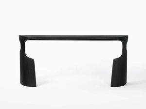 โต๊ะคอนโซลรูปปั้นสีดำและสีทองพร้อมแผงภายในโค้งศิลปะเพื่อการตกแต่งทางเข้าที่หรูหรา - Product Image 3