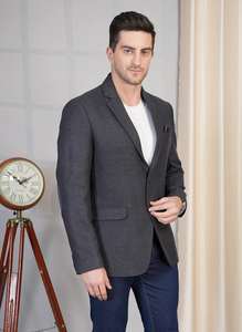 Blazer de Traje Gris Piedra Pavo Real para Hombre de la Mejor Calidad, Blazer Entallado de Alta Calidad para Reuniones Corporativas Disponible a Precio de Exportación - Product Image 4