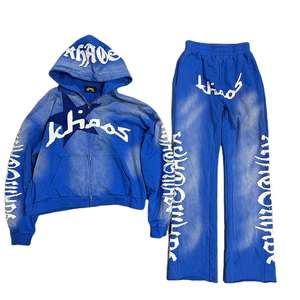 ชุดวอร์มโอเวอร์ไซส์ทรงหนา สไตล์สตรีทแวร์ ปี 2026  แบบสั่งทำพิเศษ ลวดลายพิมพ์ DTG ล้างสีแบบ Acid Wash  ตกแต่งด้วยงานปักและแอพพลิเค  สำหรับผู้ชาย - Product Image 4