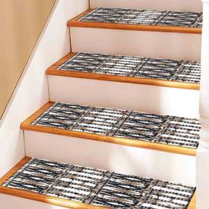 Alfombra para Escaleras, Alfombra Marrón, Alfombra Tradicional, Alfombra Estampada, Alfombra de Lana con Reverso de Látex - Product Image 3