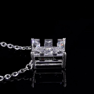 Pendentifs et breloques en diamant de laboratoire HPHT/CVD unisexe en argent avec certificat DEF VVS-VS lettre E IGI plaqué or blanc - Product Image 5