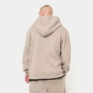 80% Algodón 20% poliéster de gran tamaño con cremallera frontal Sudadera con capucha gris verde acanalado dobladillo puños hombro caído estilo de invierno 100% Material de algodón - Product Image 2