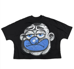 Camisetas recortadas de gran tamaño de verano para hombre, ropa de calle Y2K con estampado de algodón 100% gráfico personalizado, ropa de verano de punto - Product Image 4