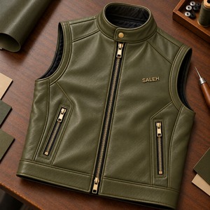 <b>Men</b> Genuine <b>Leather</b> Vest Custom Design Wholesale <b>Leather</b> <b>Waistcoat</b> Manufacturer Supplier - Product Image 1