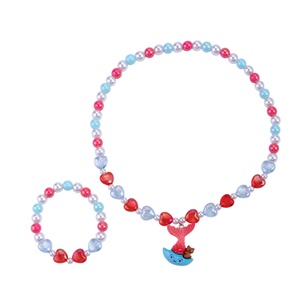 ชุดเครื่องประดับสร้อยคอและกำไลข้อมือรูปหมีและปลาสำหรับเด็กผู้หญิง ชุดเจ้าหญิงสำหรับแต่งตัวเล่นบทบาทสมมติ ของขวัญสำหรับงานปาร์ตี้ ของชำร่วยงานปาร์ตี้ - Product Image 1