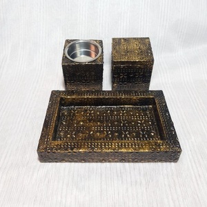 Nuevo Quemador de Incienso Bakhoor, Regalo de Ramadán, Quemador de Incienso de Madera Natural con Forma de Plato Cuadrado con Incrustaciones Metálicas, Porta Incienso Árabe - Product Image 2