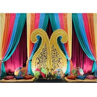 Décoration de scène de nuit pour DJ de mariage intérieur Décoration de scène de mariage musulman au henné Décor de scène Punjabi Wedding Mehndi Night Stage Set