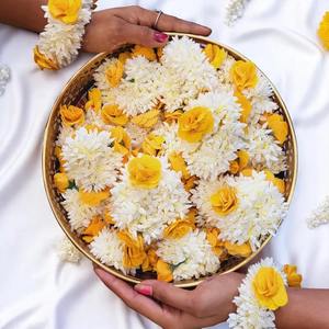 NIKKah Gajra/Mayun Gajra สร้อยข้อมือเพื่อนเจ้าสาวมีกลิ่นหอมสำหรับงานแต่งงานกาจาระระประดิษฐ์สีเหลืองสำหรับเดือนรอมฎอนในโอกาสปีใหม่ - Product Image 6